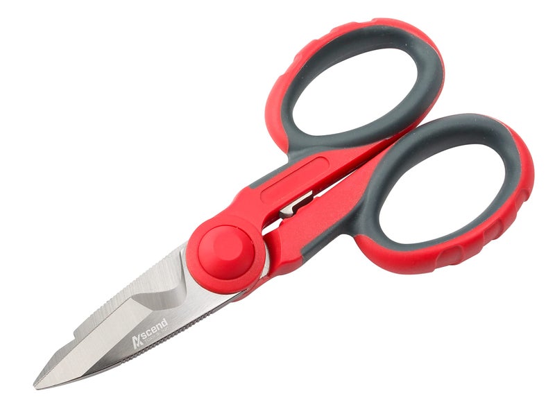 Ascend Tools Multipurpose Electrician's Shears 5-1/2 inch - High Carbon Steel Serrated Blade, Cut/Strip Electrical Wire, Wire Cutting Notch, Crimp Terminals, Clean/file Electrical Boxes - Image 1